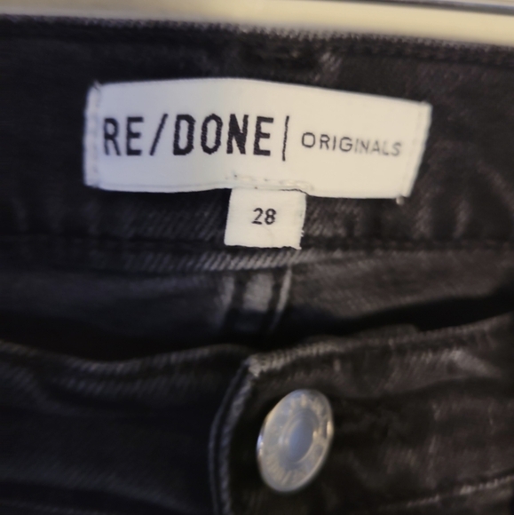 Re/Done Washed Black Stovepipe Straight Crop Jean Sz 28 - Picture 3 of 7